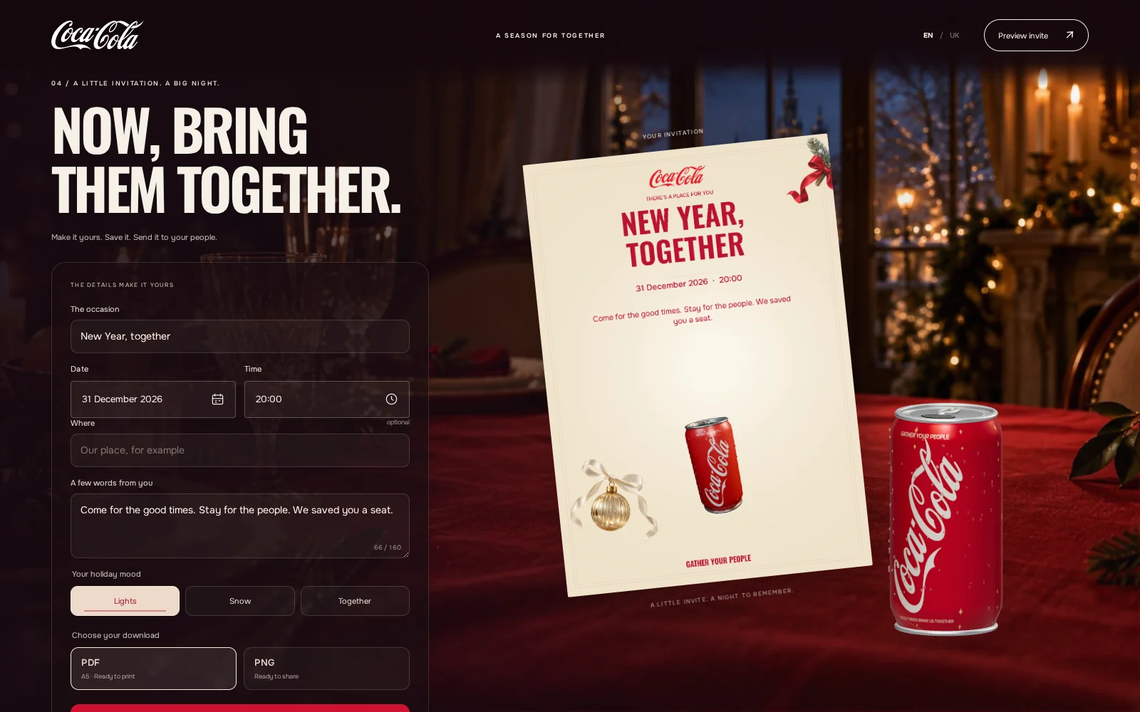 The working invitation editor and its illustrated preview