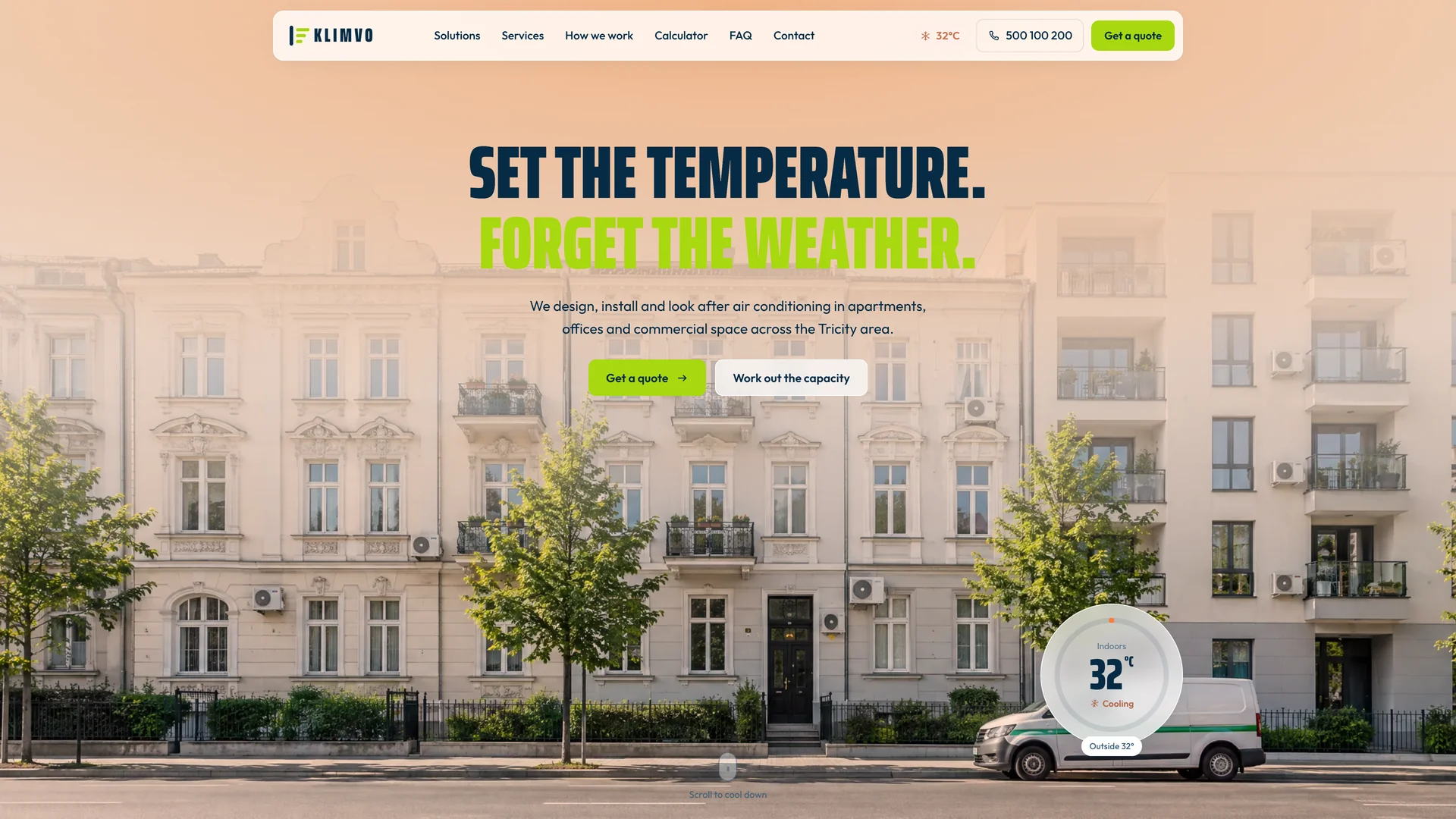 The KLIMVO first screen in its warm state