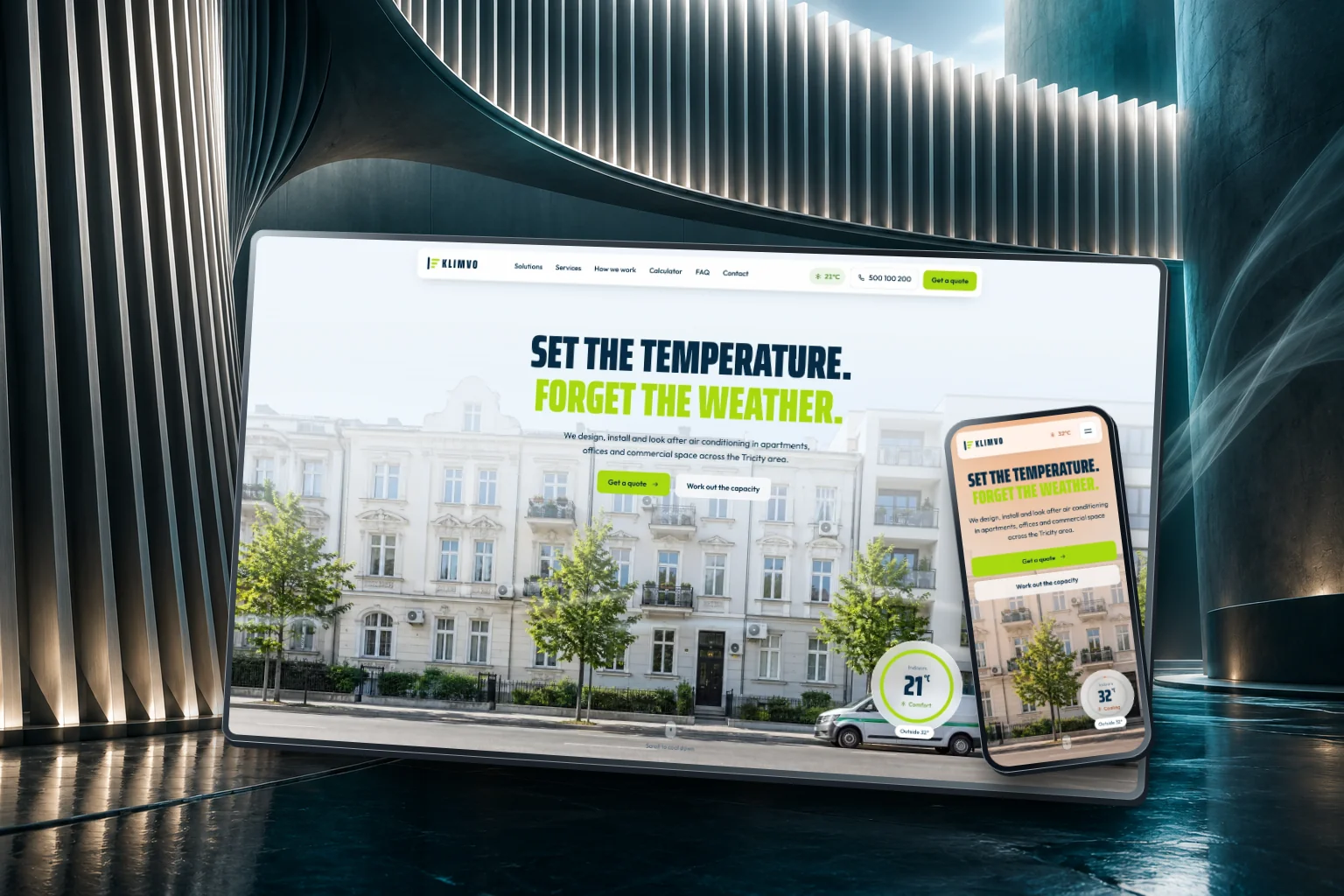 KLIMVO desktop and mobile interface presentation