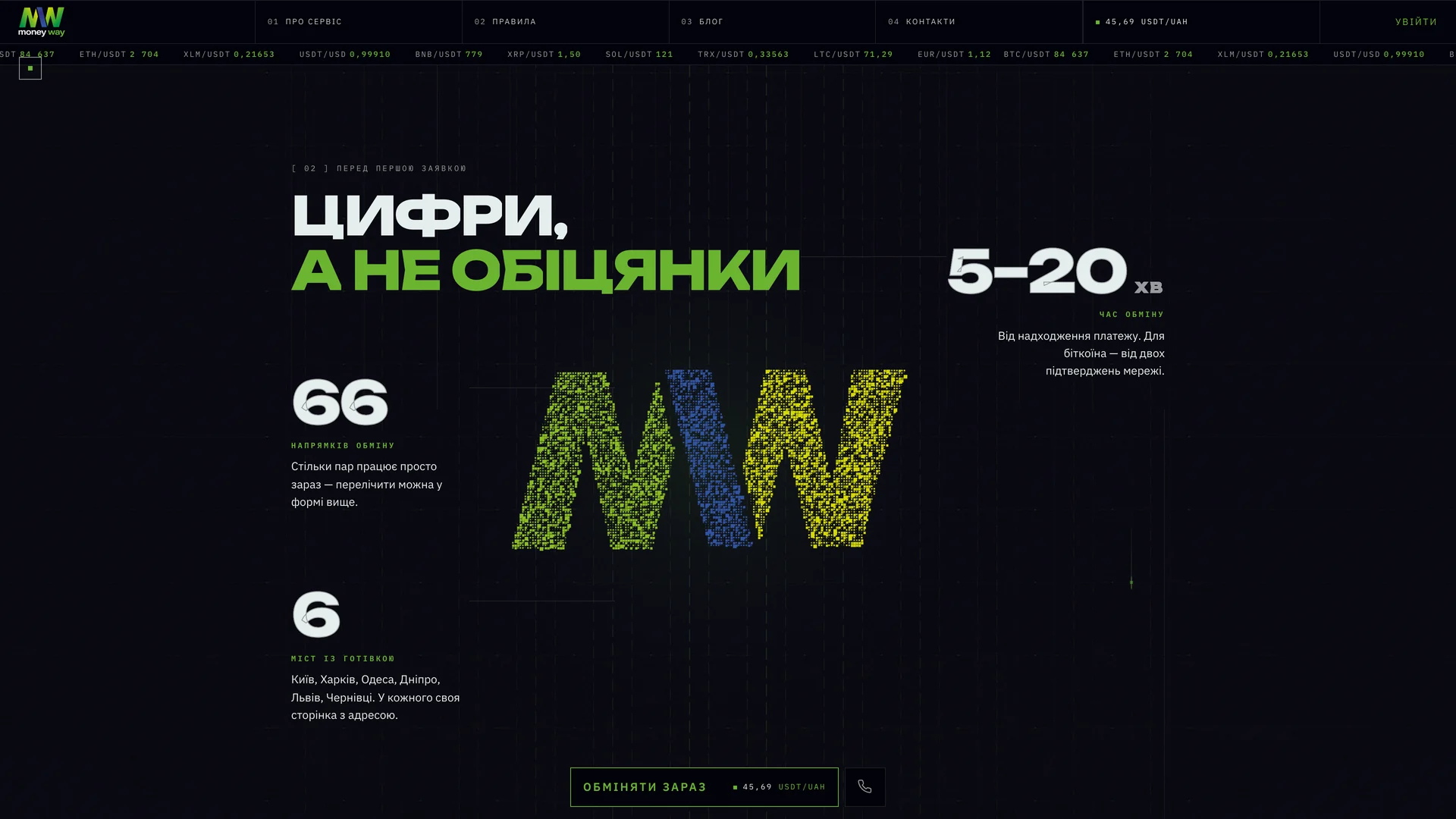 MW particle monogram beside the service introduction