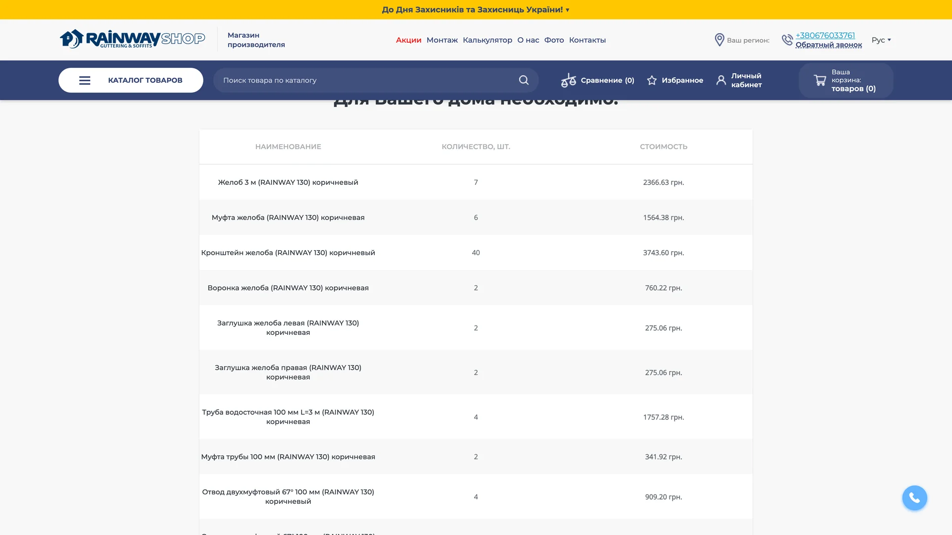 The component list produced by the recorded configuration flow